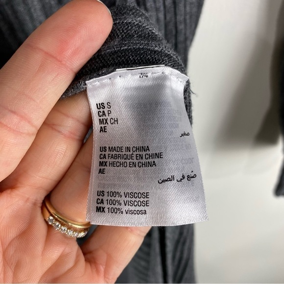 INC‎ Ribbed Slit Longline Long Sleeve Duster Sweater Cardigan Gray Size Small - Picture 4 of 5